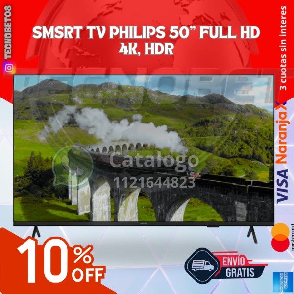 Producto - SMART TV PHILIPS 50" FULL HD 4K, HDR