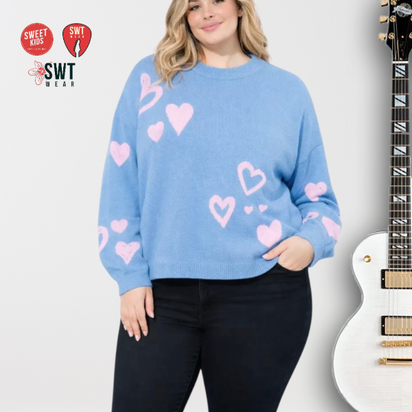 Producto - Sweater Corazones SOUL  Doble Hilado de Jacquard en Mangas y Frente Oversized