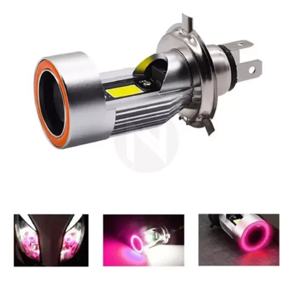 Producto - LAMPARA LED MOTO AUTO H4 CON OJO DE ANGEL