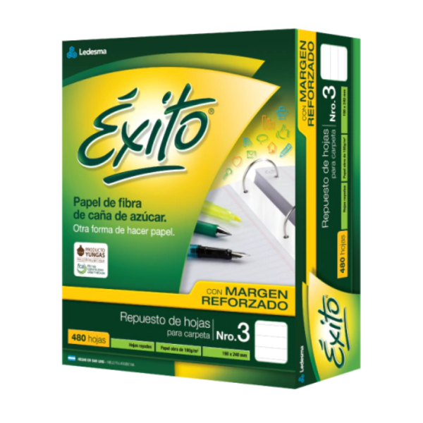 Producto - Repuesto Exito n3 - 480 Hojas rayadas reforzado