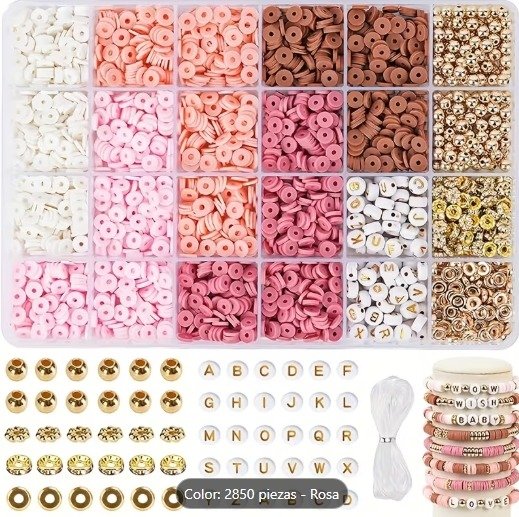 Producto - Caja COMPLETA con 2850 cuentas metálicas y plásticas (varios diseños)