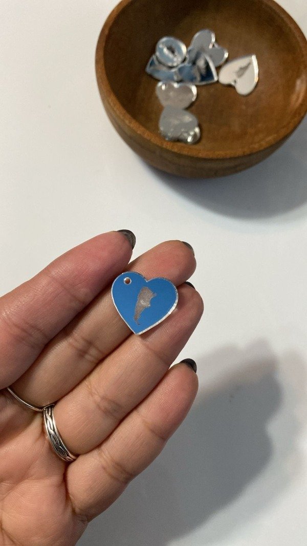 Producto - Dije Argentina 2cm Forma de corazón ACRILICO ESPEJO