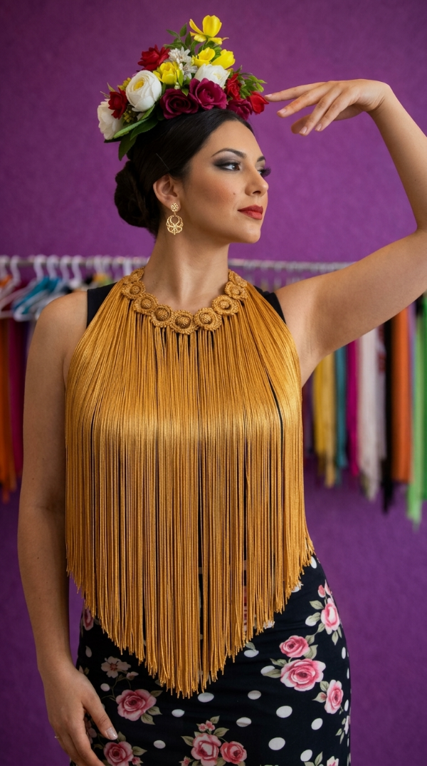 Producto - Collar De Flecos De Seda Círculos Cobre - 0