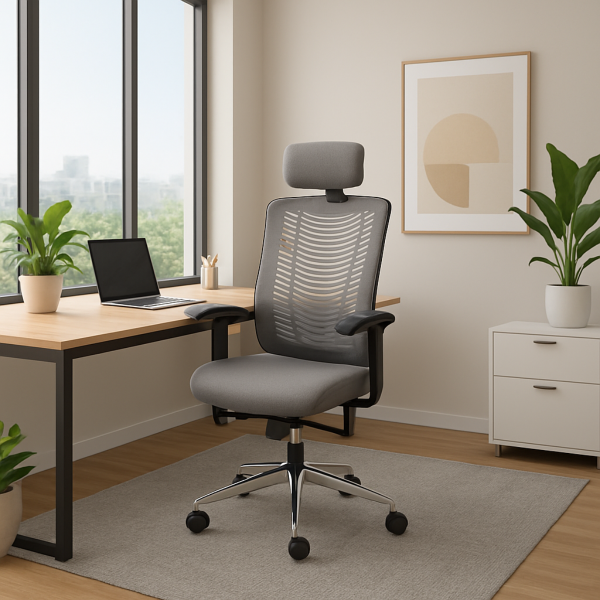 Producto - Silla De Escritorio Ergonomica Gris Mesh