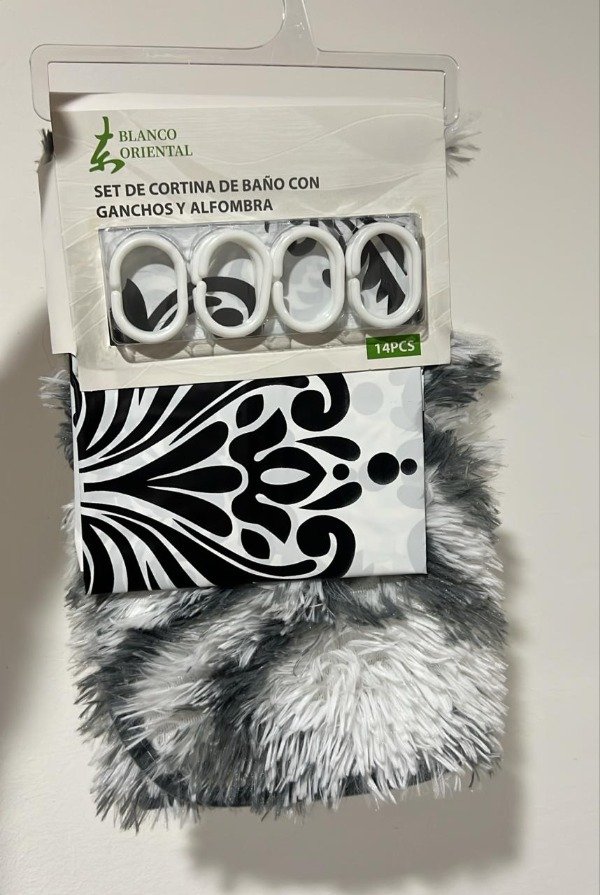 Producto - Set Oriental de Cortina de Baño , ganchos y alfombra - 1