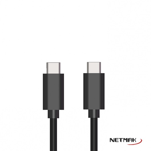Producto - Cable type-C a type-C M/M -3A -1 mts -carga rapida -black -Netmak (NM-C57)
