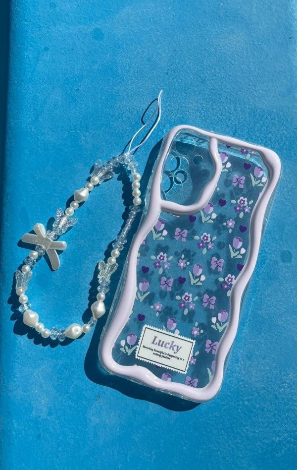 Producto - a05 Funda + straps flores lila