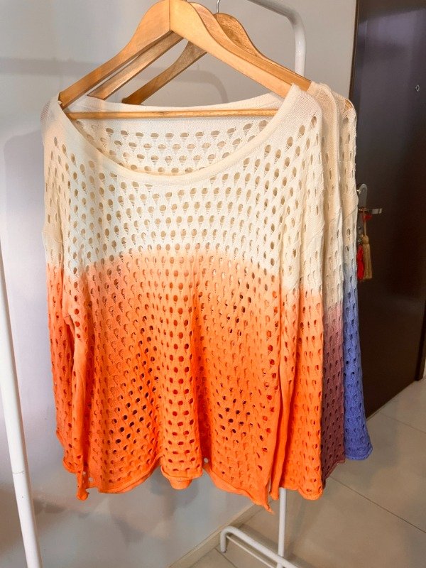 Producto - Sweaters de Verano Calados Hilo Algodon Amplios - Naranja - TRANSFERENCIA 35.000