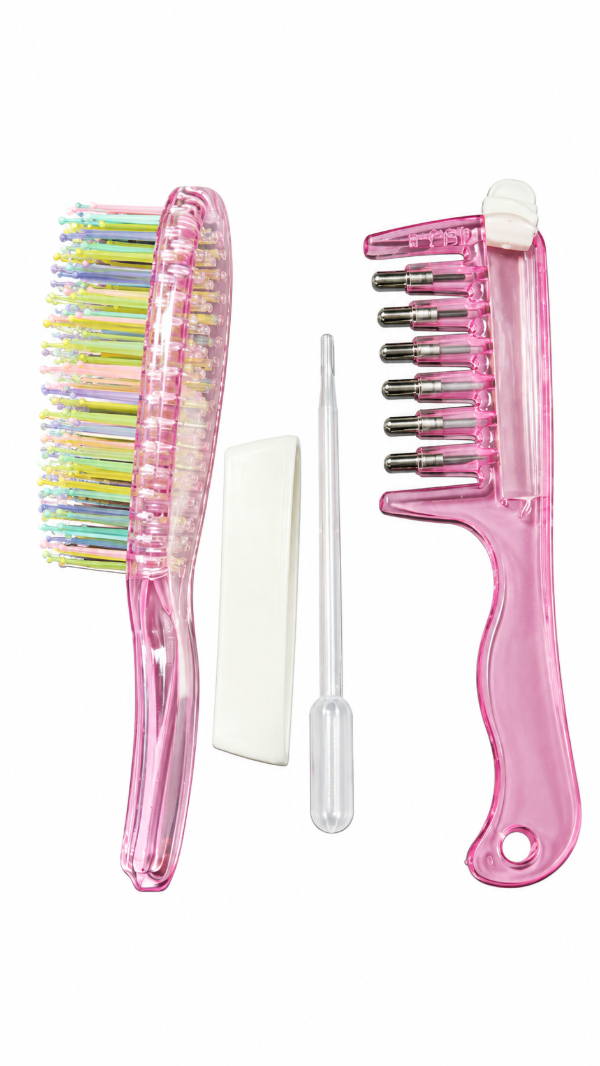 Producto - KIT DE CUIDADO CAPILAR DE 3 PIEZAS: PEINE APLICADOR CEPILLO DESENREDANTE+PIPETA - 1