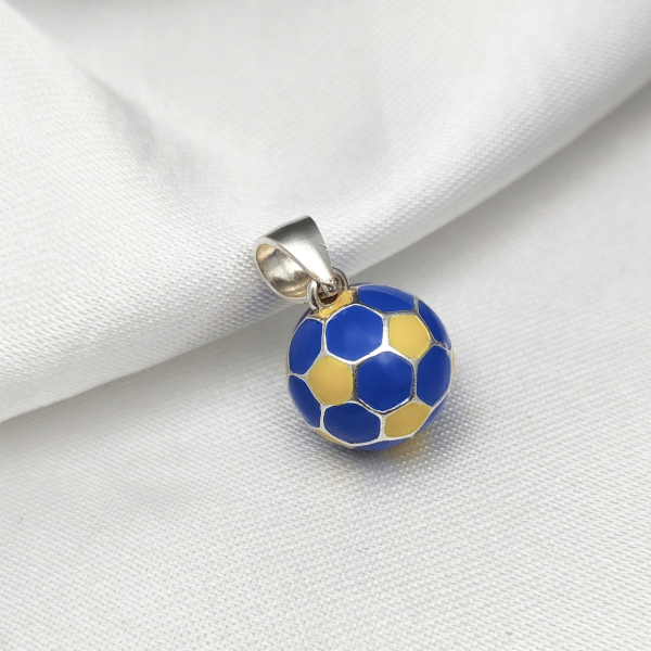 Producto - Dije Pelota de Fútbol Plata 925 Esmaltada Azul y Amarillo - 1
