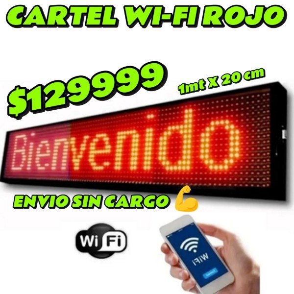 Producto - Cartel LED ROJO 1 mts x20cm