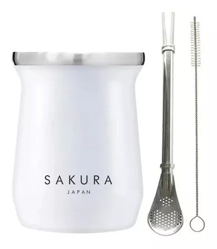 Producto - Mate Sakura Acero Inoxidable Térmico Clásico 236 Ml Color Blanco