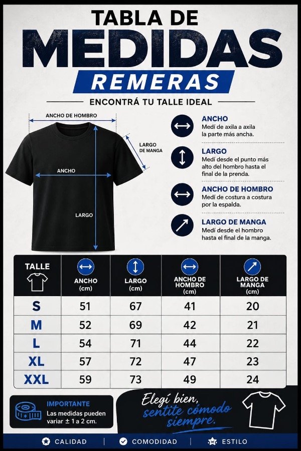 Producto - COMBO X6 CURVAS REMERAS UNISEX (5 TALLES) - 1