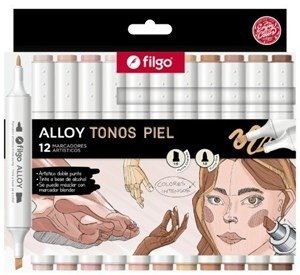 Producto - Marcador FILGO doble punta ALLOY x 12 TONOS PIEL