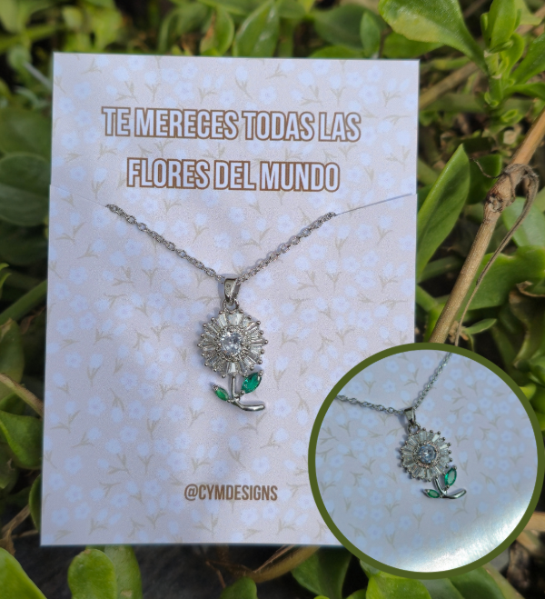 Producto - Collar flor margarita silver (acero quirúrgico)