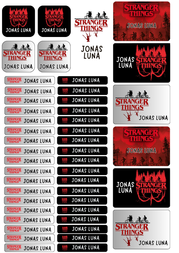 Producto - Stranger things 3 Etiquetas Personalizadas escolares para lápices x24