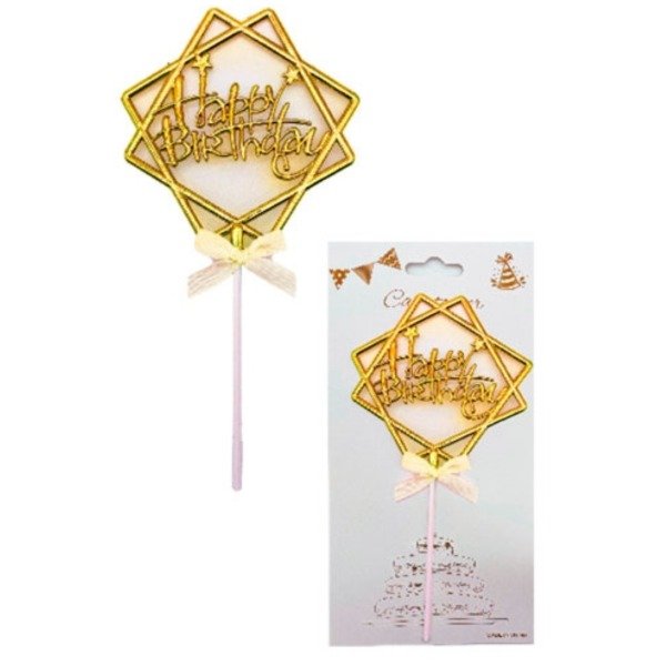 Producto - Cake topper feliz cumpleaños happy birthday marco exagonal