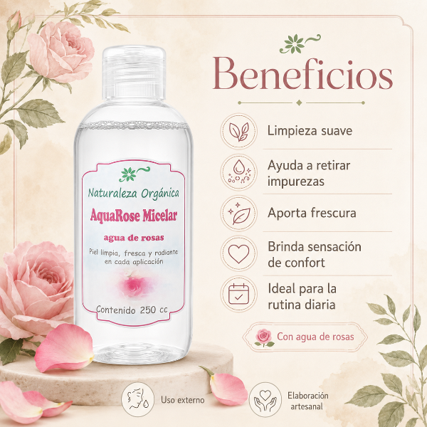 Producto - Agua Micelar AquaRose - Limpieza Profunda y Natural para tu Piel - 1