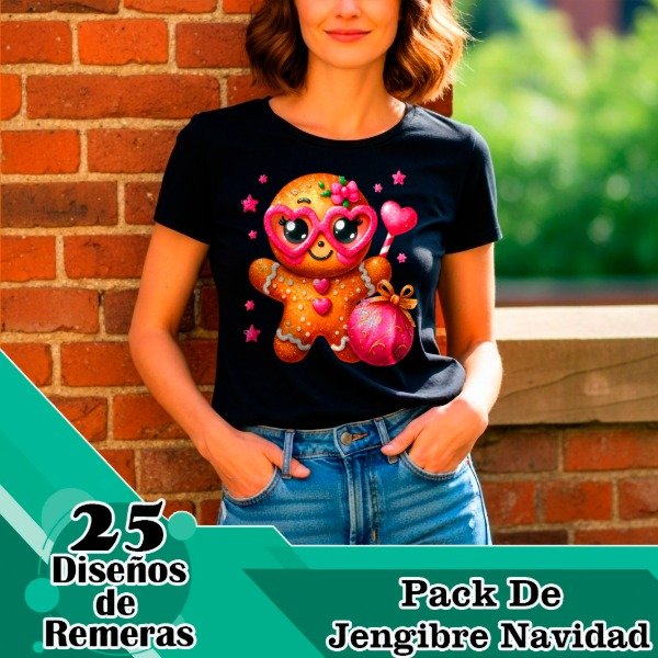 Producto - Diseños Digitales / Plantillas Para Remeras De Jengibre Navidad
