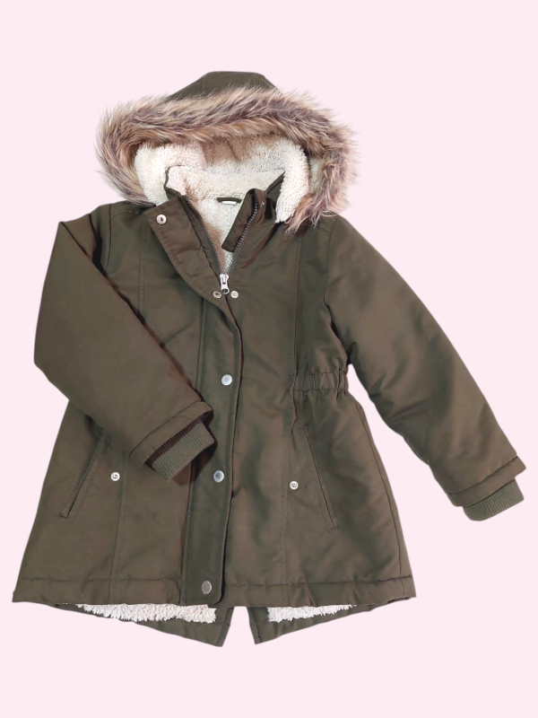 Producto - Campera parka verde oscuro forrada con peluche Yamp 6 años