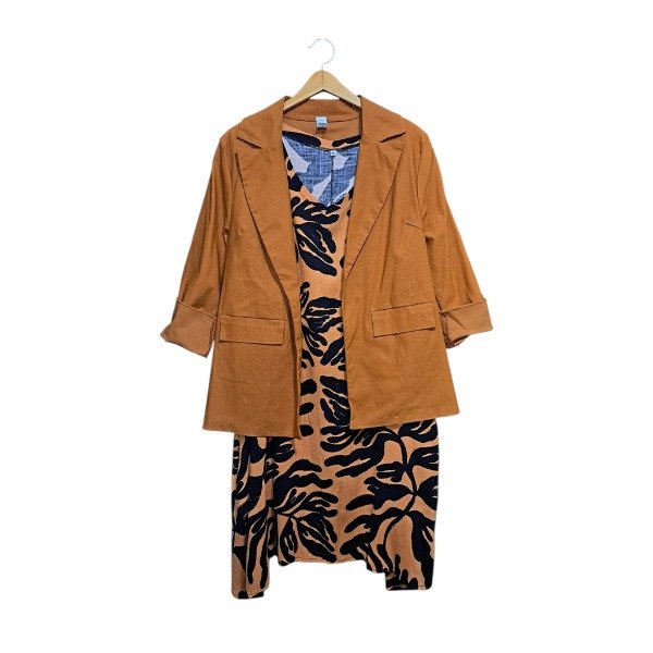 Producto - Vestido Lino elstizado escote V + Blazer Bengalina.