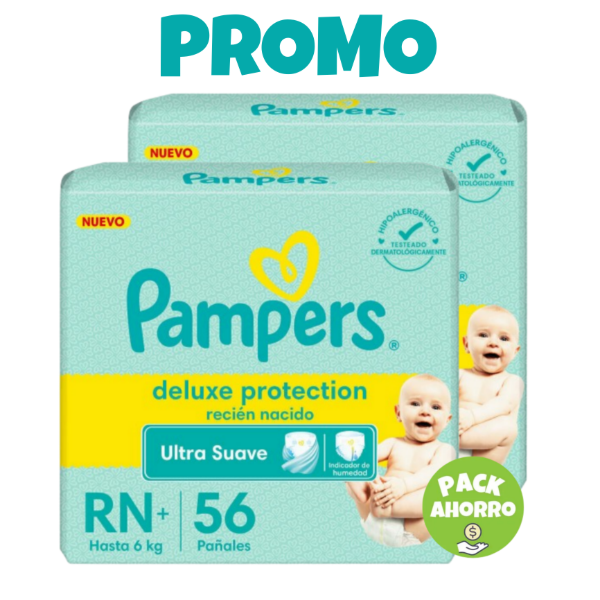 Producto - Promo Deluxe Pack x2 Pampers Deluxe Protection RN+56 (112 Pañales)