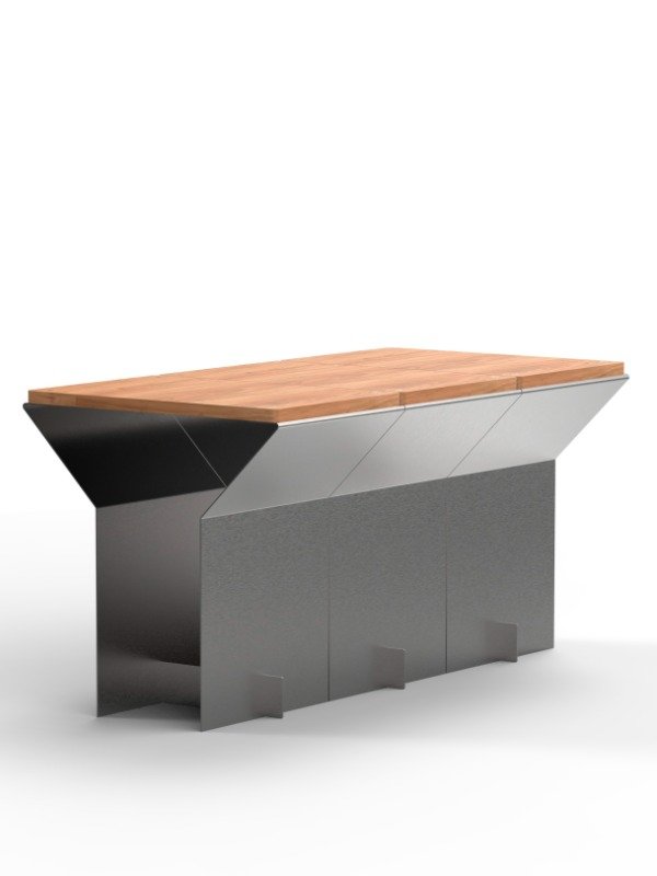 Producto - Banco T - Banco de acero inoxidable y madera para cafés, locales y hogares - 9