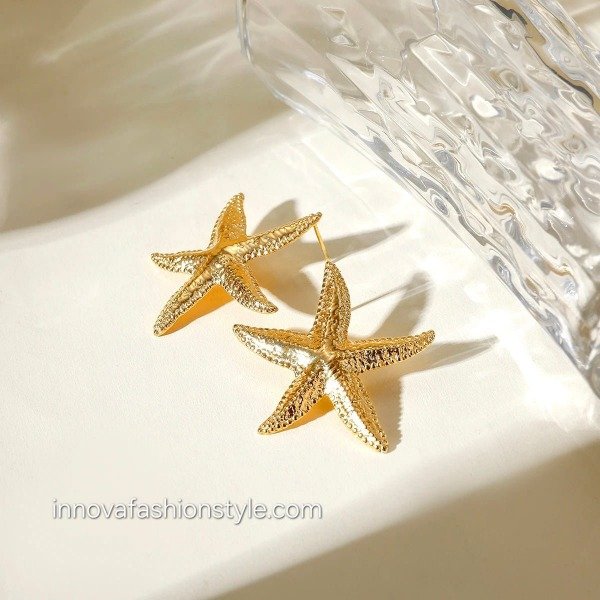 Producto - Aros Estrella de Mar en Acero Dorado - 0