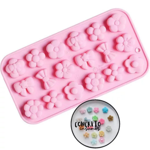 Producto - MOLDE DE SILICONA 18 FLORES Y MOÑOS