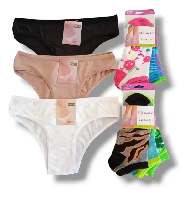 Producto - Combo 6 Bombachas Vedettina Sakura + 6 Soquetes De Algodon