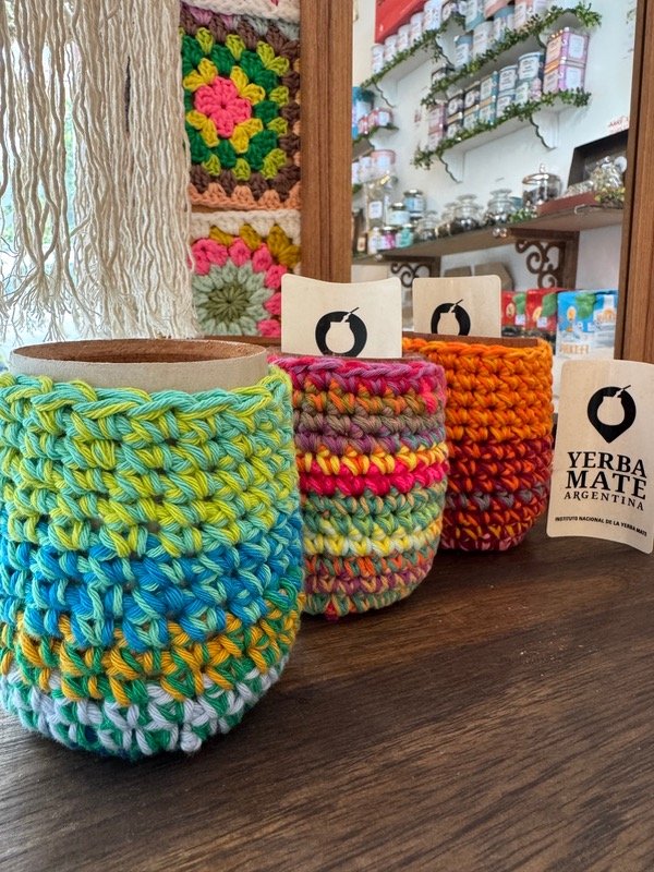 Producto - Mates de Madera con Funda Tejida