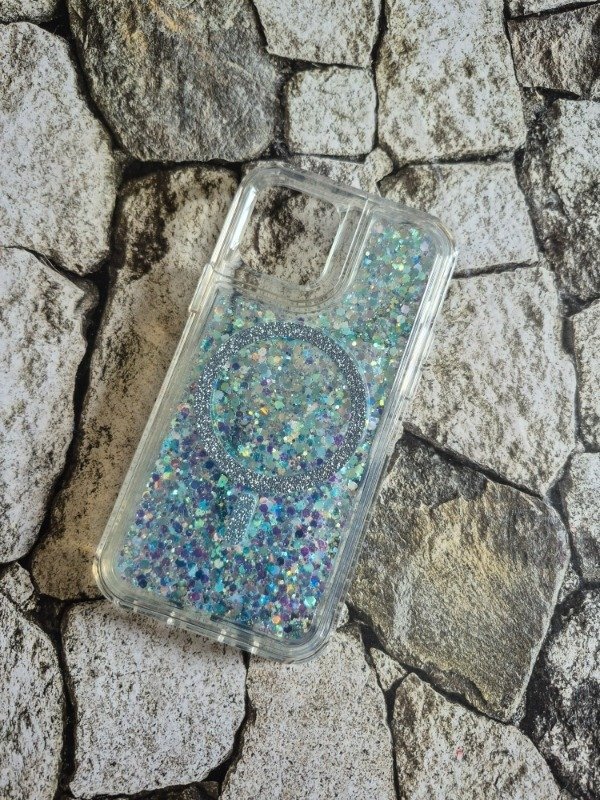 Producto - Funda bumper glam MagSafe Iphone 14 Pro celeste tornasol