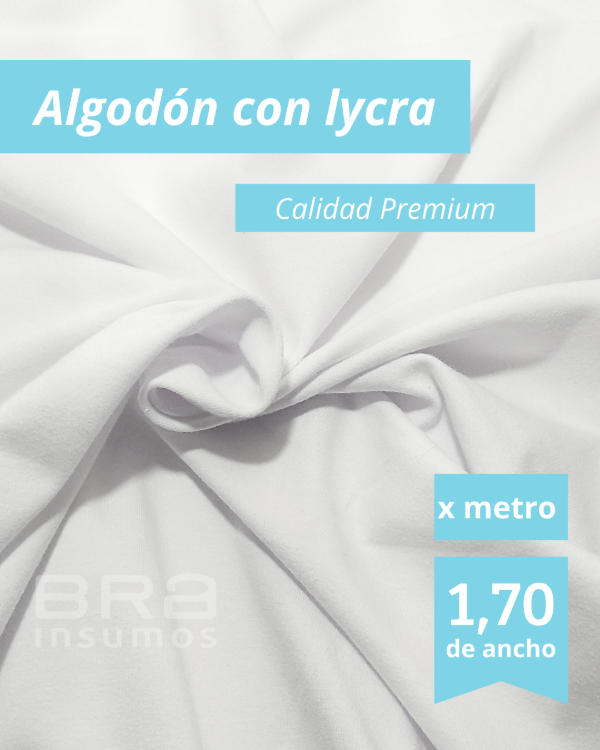 Producto - Algodón con Lycra Premium 1,7 m de Ancho - Blanco (x Metro)
