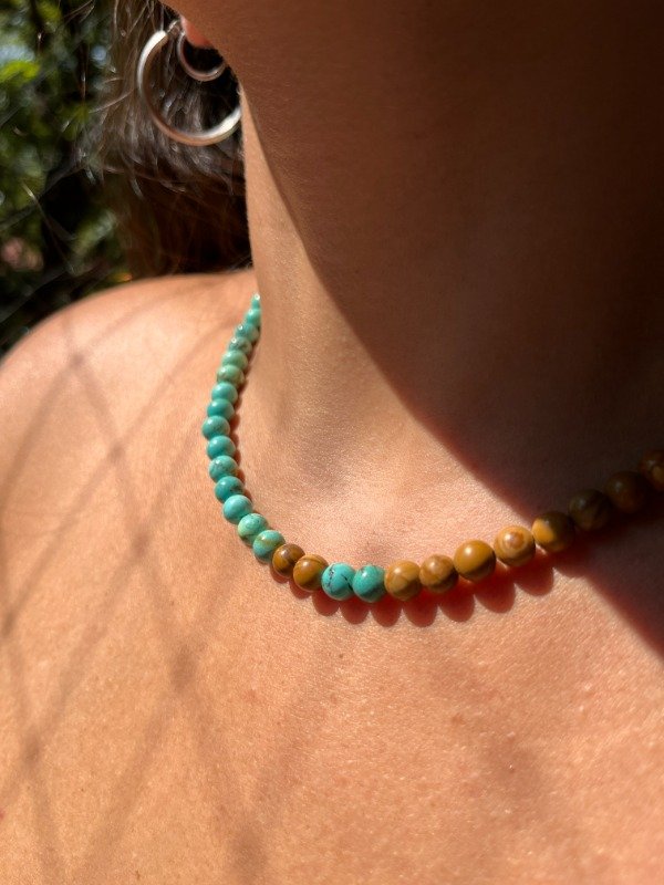 Producto - Choker Jaspe Madera + Turquesa