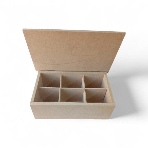 Producto - CAJA DE TE 6 DIVISORIOS CON BISAGRAS LISA