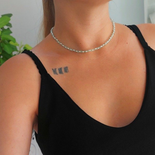 Producto - Chocker cristales verde transparente con bolitas