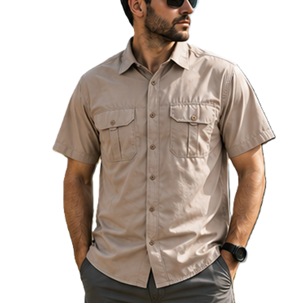 Camisa Trekking Mangas Cortas Elt 3741 Beige