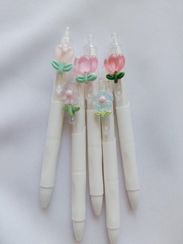 Producto - Lapiceras click con aplique de flores