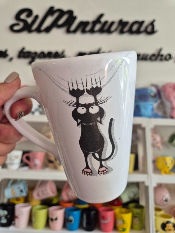 Producto - Taza choco alta Gato arañando
