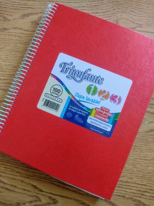 Producto - Cuaderno A4 Triunfante 21x27cm Tapa dura ROJO 100 hojas