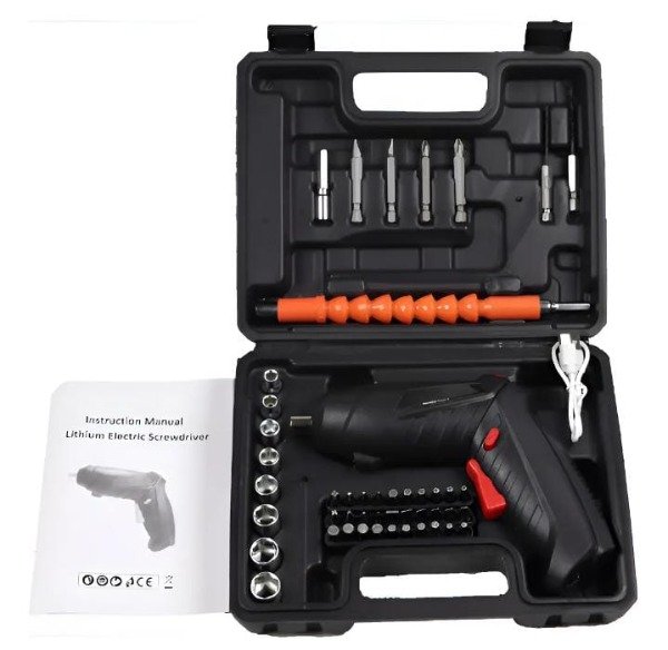 Producto - Destornillador Atornillador Electrico Recargable Portatil 47 Color Negro