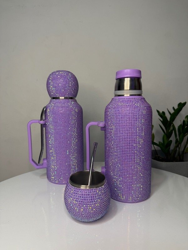 Producto - Set termo 1.3 L + mate + bombilla (lila)