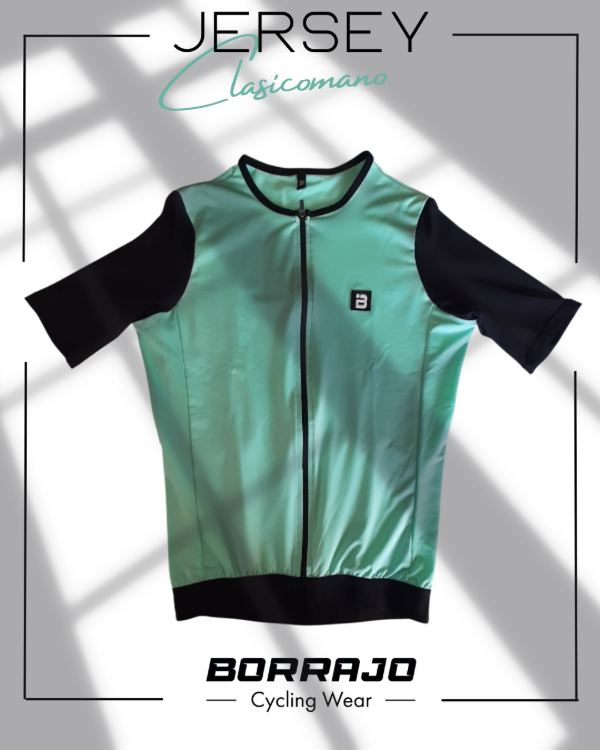 Producto - JERSEY BORRAJO CLASICOMANO TURQUESA /NEGRO