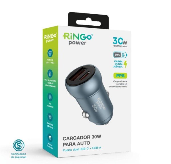 Producto - Cargador para auto ringo 30 w