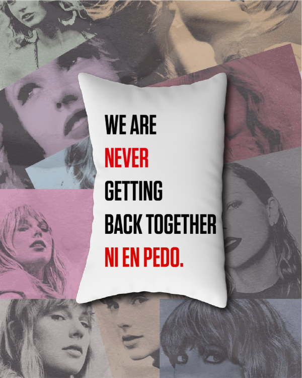 Producto - WE ARE NEVER GETTING  BACK TOGETHER NI EN PEDO - Taylor Swift - Almohadón