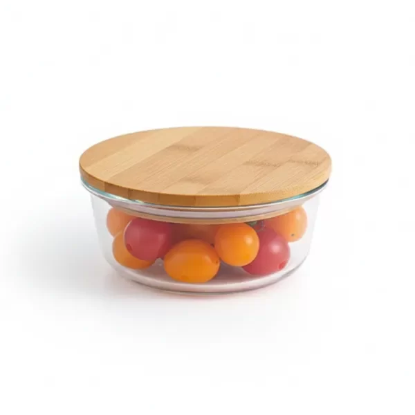 Producto - Contenedor de vidrio tapa Bambu redondo