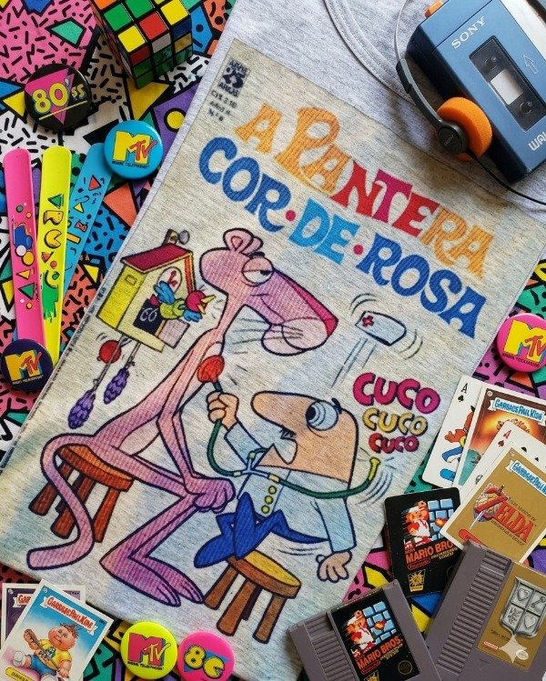 Producto - Remera Mujer Pantera Rosa Gris