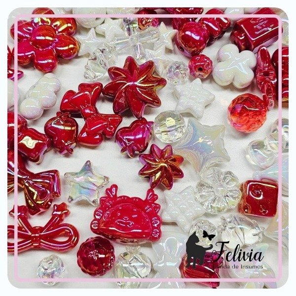 Producto - Cuentas de acrílico Mix. Rojo x 50 gr.