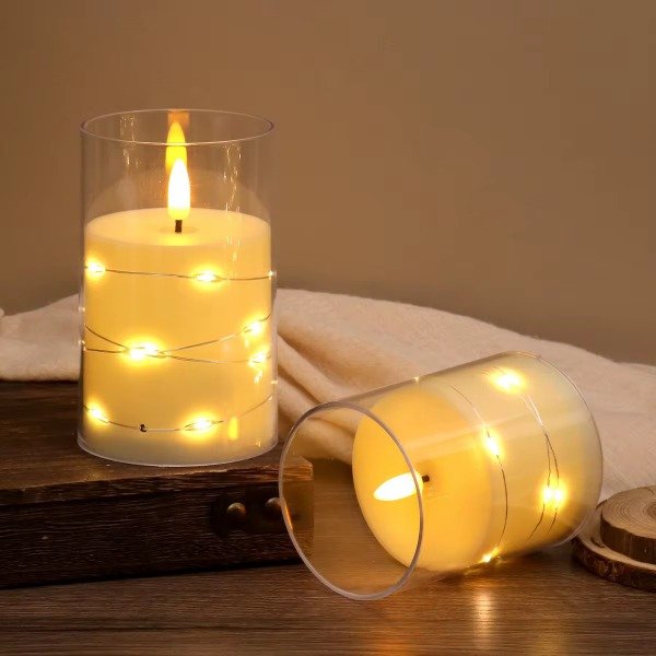 Producto - Pack X12 Vela 12.5cm Led Vaso Alambre Efecto Llama A Pilas