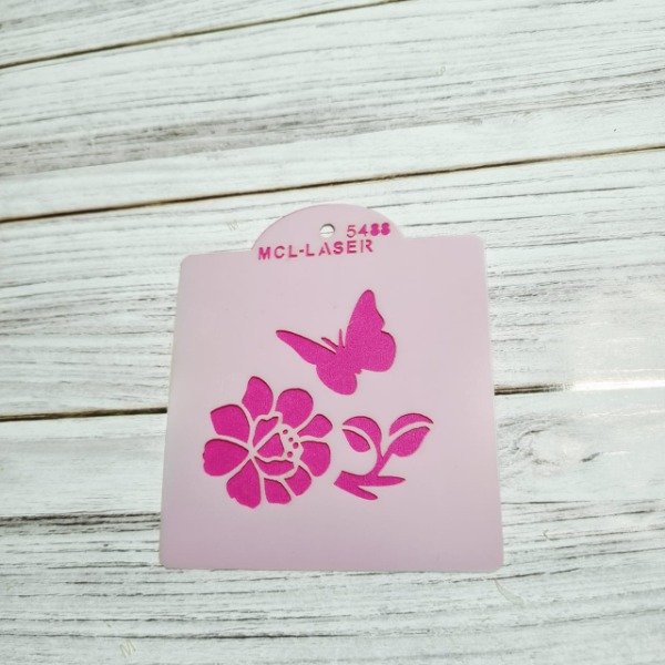 Producto - St 5488  Stencil Flor mariposa  de 10x10 cm